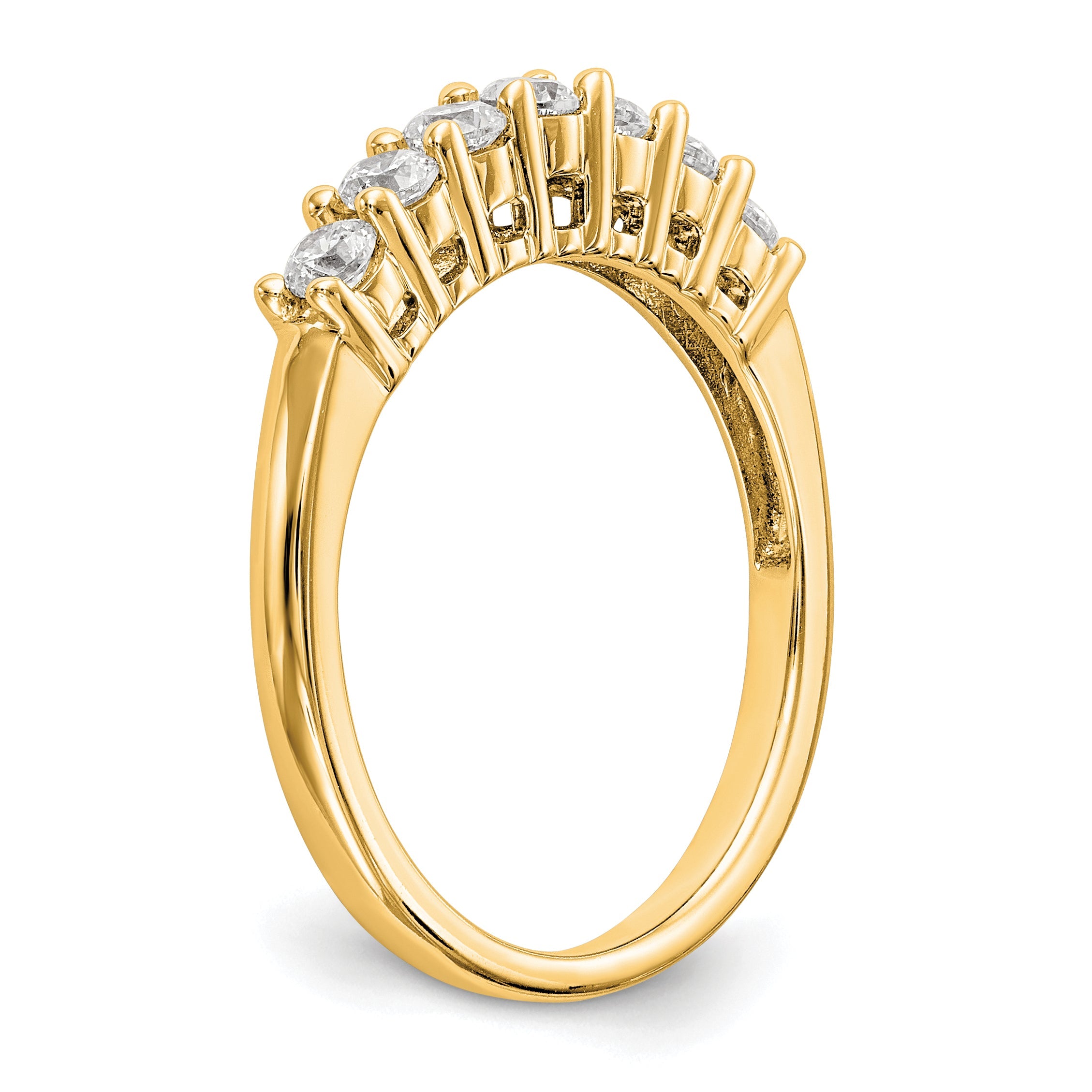0.49ct. CZ Solid Real 14K Yellow Gold 7-Stone Wedding Band Ring