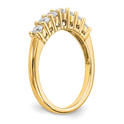 0.49ct. CZ Solid Real 14K Yellow Gold 7-Stone Wedding Band Ring