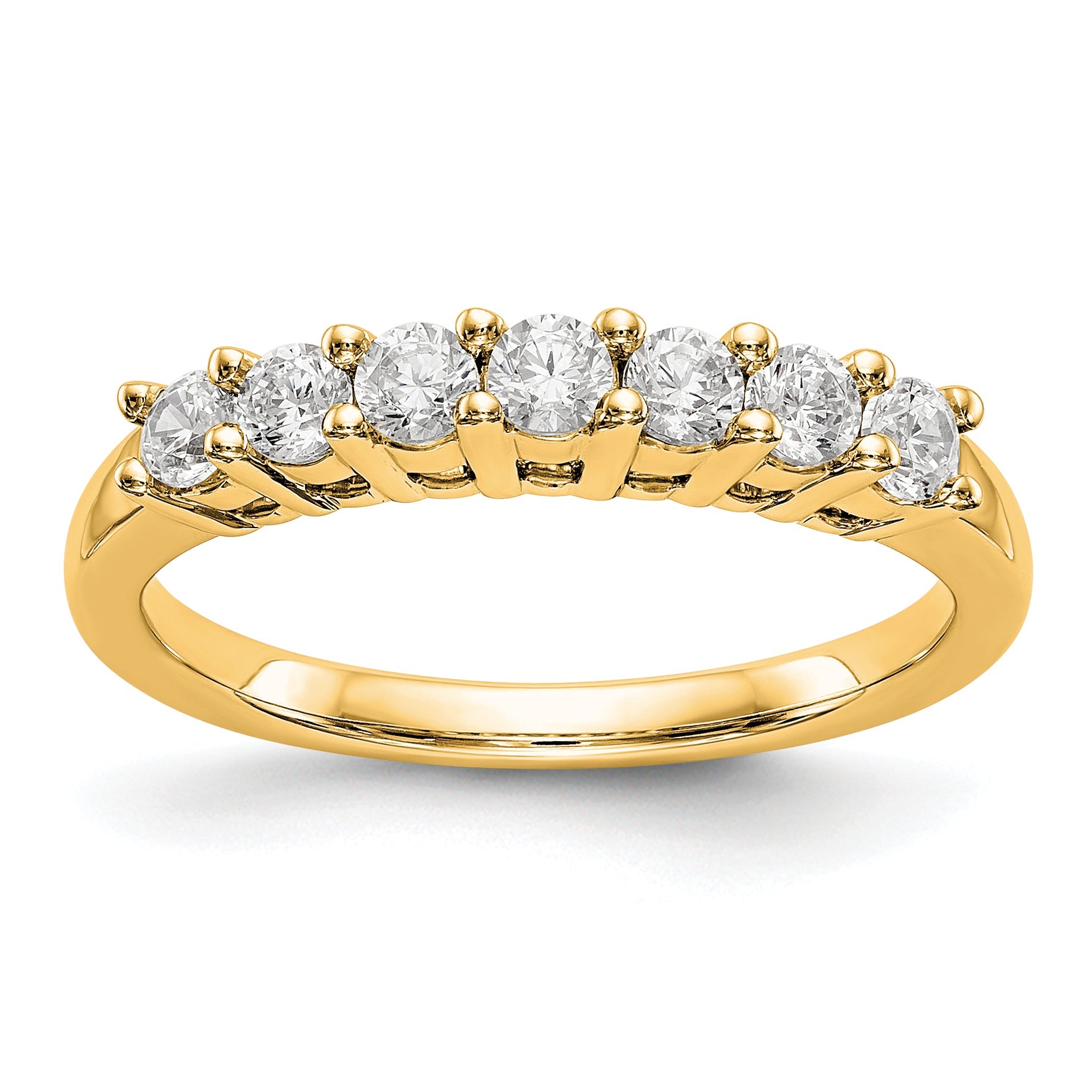 0.49ct. CZ Solid Real 14K Yellow Gold 7-Stone Wedding Band Ring