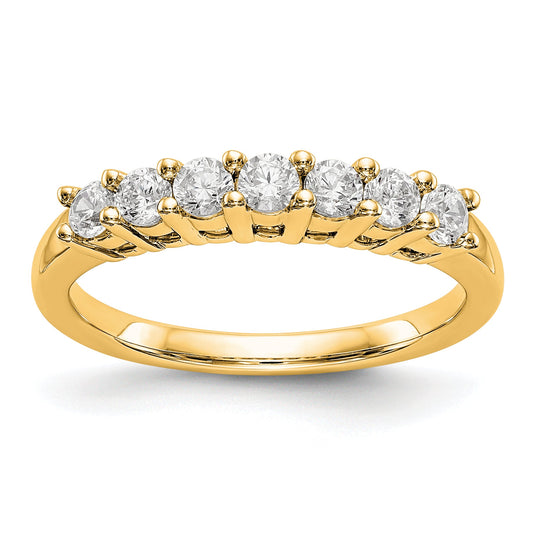 0.49ct. CZ Solid Real 14K Yellow Gold 7-Stone Wedding Band Ring