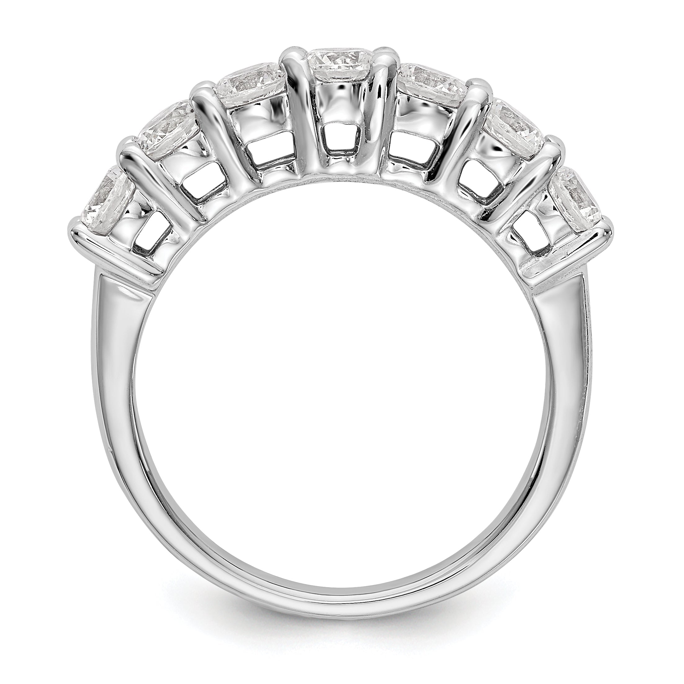 0.80ct. CZ Solid Real 14K White Gold 7-Stone Wedding Band Ring