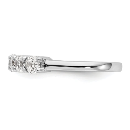 0.80ct. CZ Solid Real 14K White Gold 7-Stone Wedding Band Ring