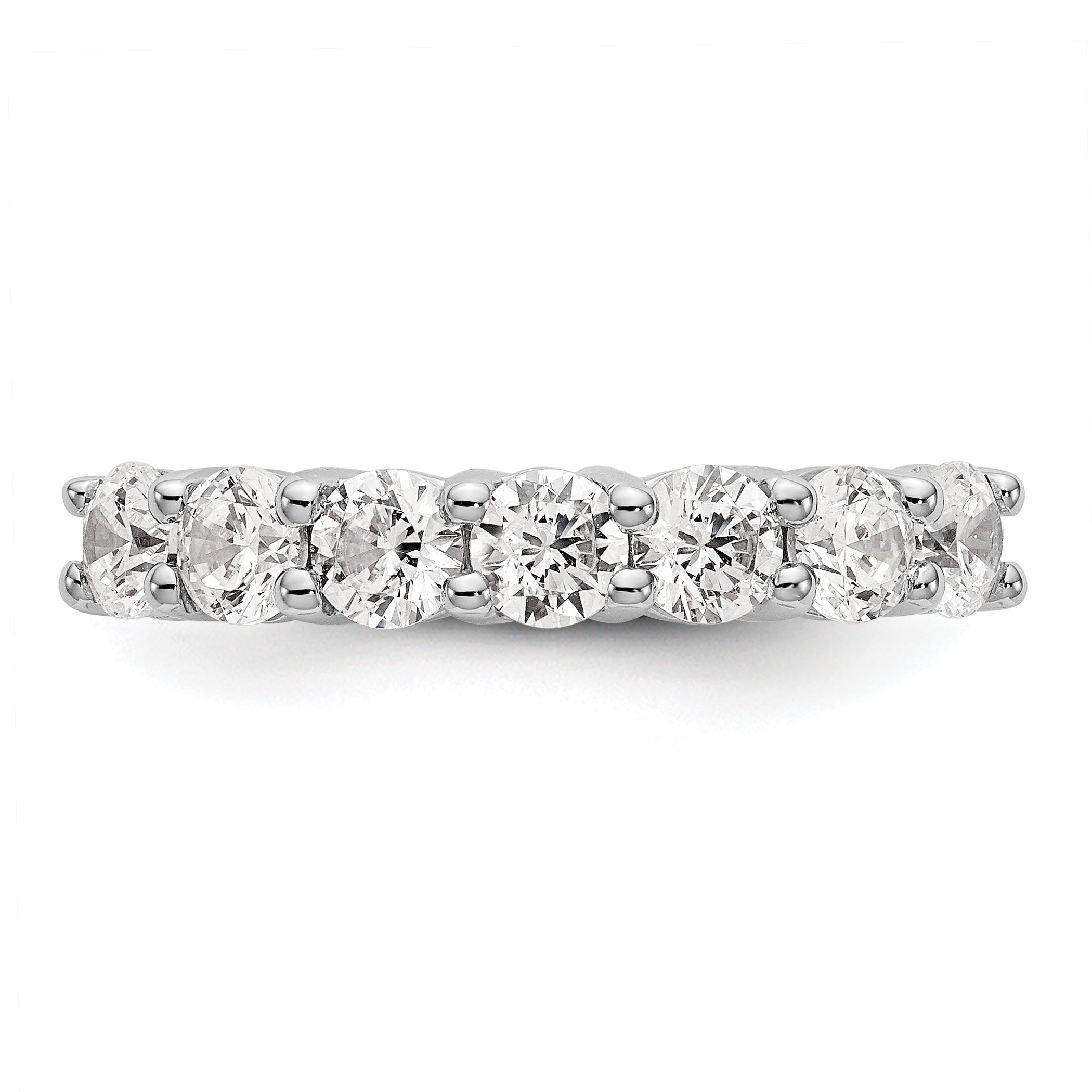 0.80ct. CZ Solid Real 14K White Gold 7-Stone Wedding Band Ring