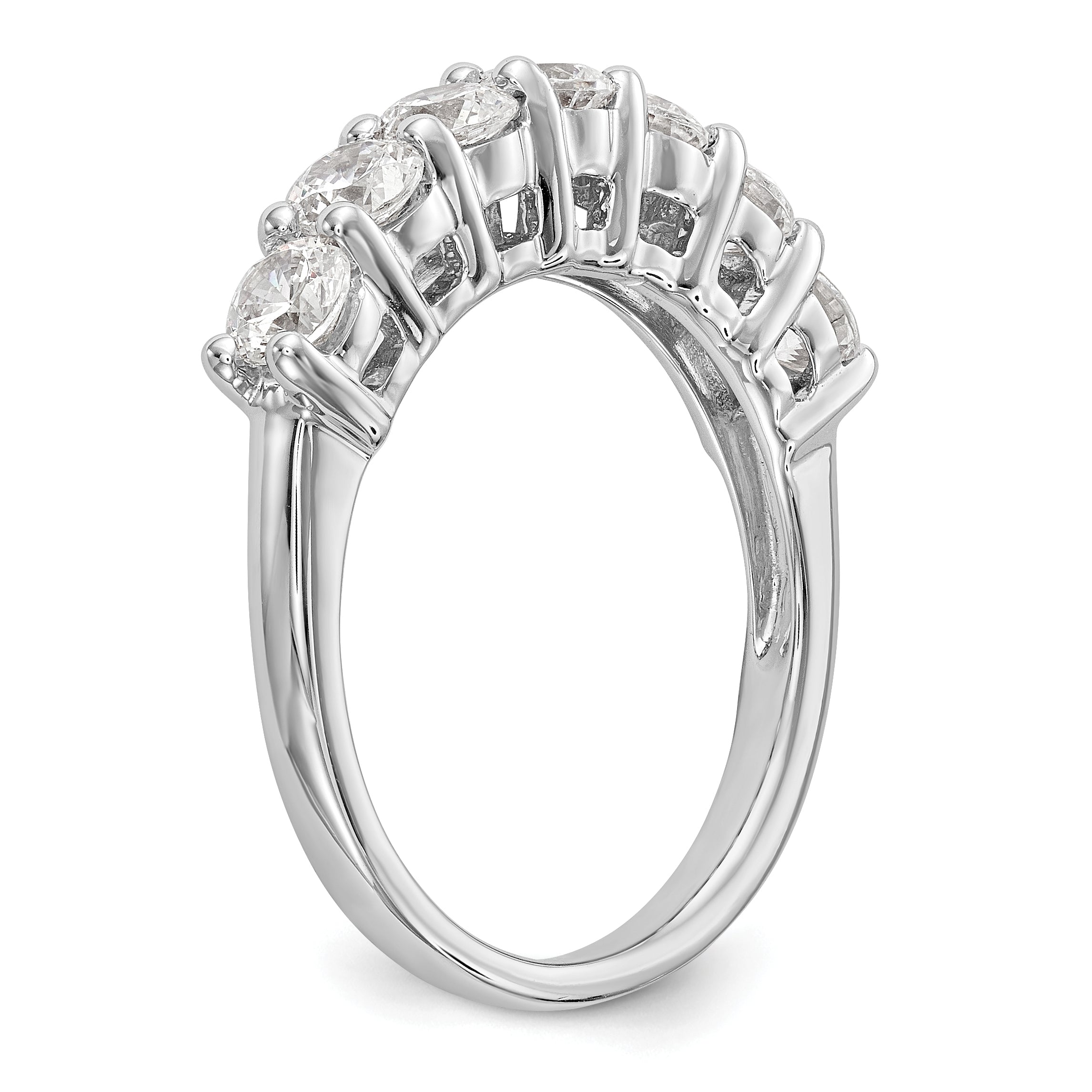 0.80ct. CZ Solid Real 14K White Gold 7-Stone Wedding Band Ring