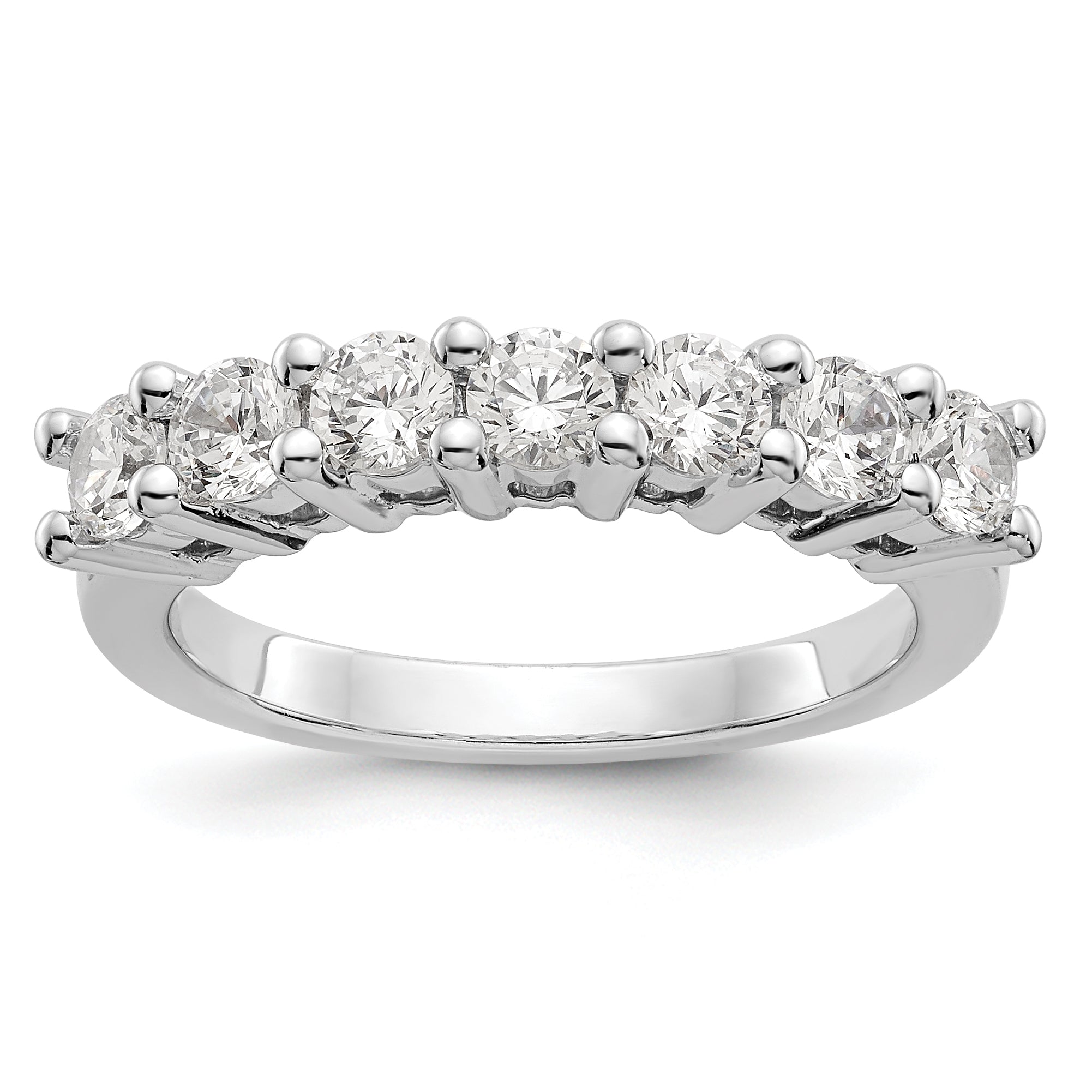 0.80ct. CZ Solid Real 14K White Gold 7-Stone Wedding Band Ring