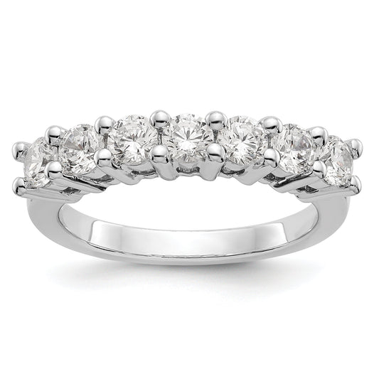 0.80ct. CZ Solid Real 14K White Gold 7-Stone Wedding Band Ring