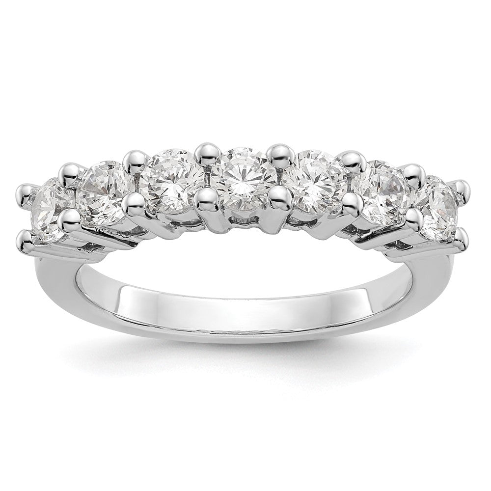 14k White Gold 7-Stone Shared Prong 3/4 carat Complete Round Diamond Band