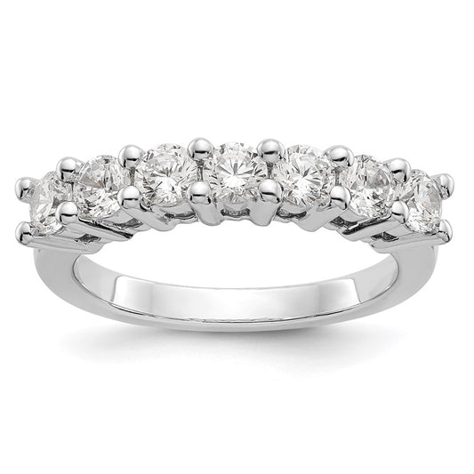 14k White Gold 7-Stone Shared Prong 3/4 carat Complete Round Diamond Band