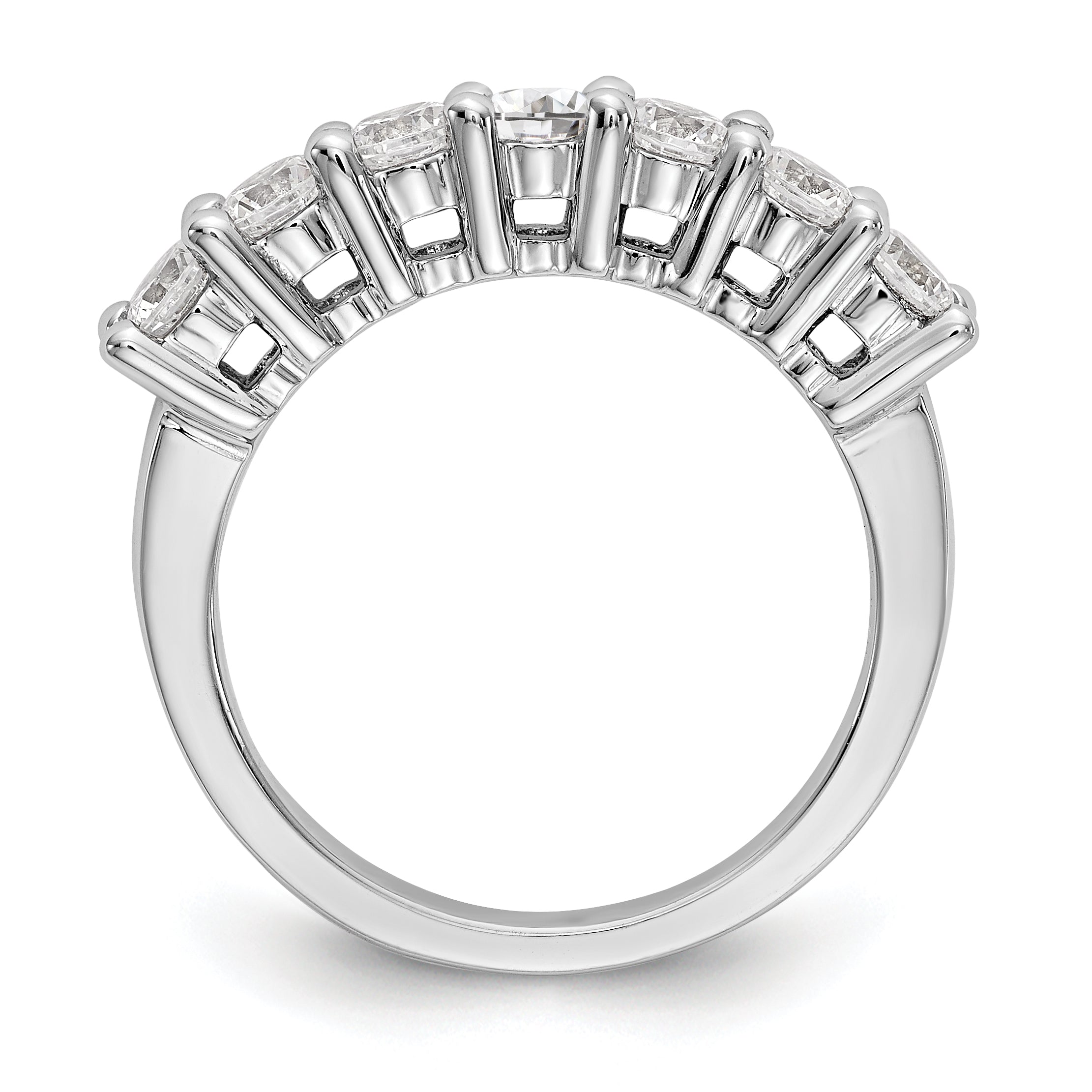 1.05ct. CZ Solid Real 14K White Gold 7-Stone Wedding Band Ring