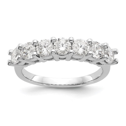 14k White Gold 7-Stone Shared Prong 1 carat Complete Round Diamond Band
