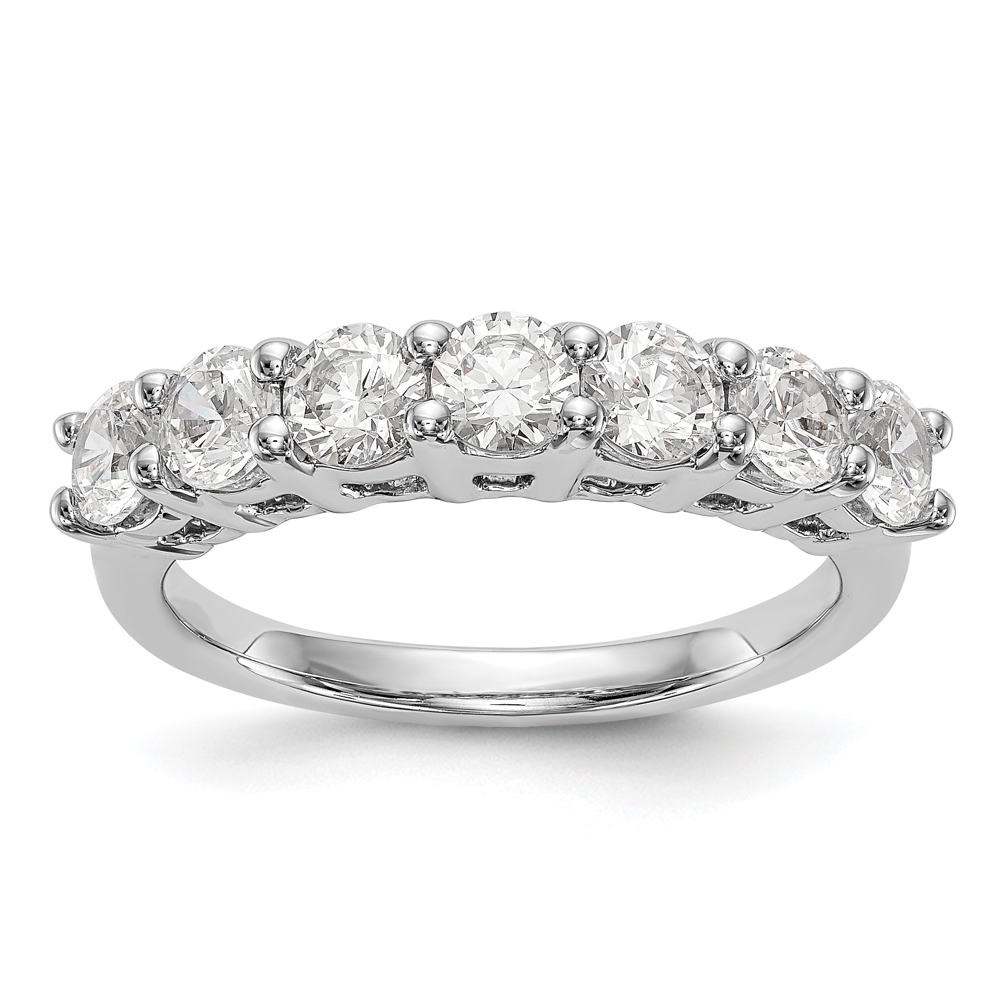 1.40ct. CZ Solid Real 14K White Gold 7-Stone Wedding Band Ring