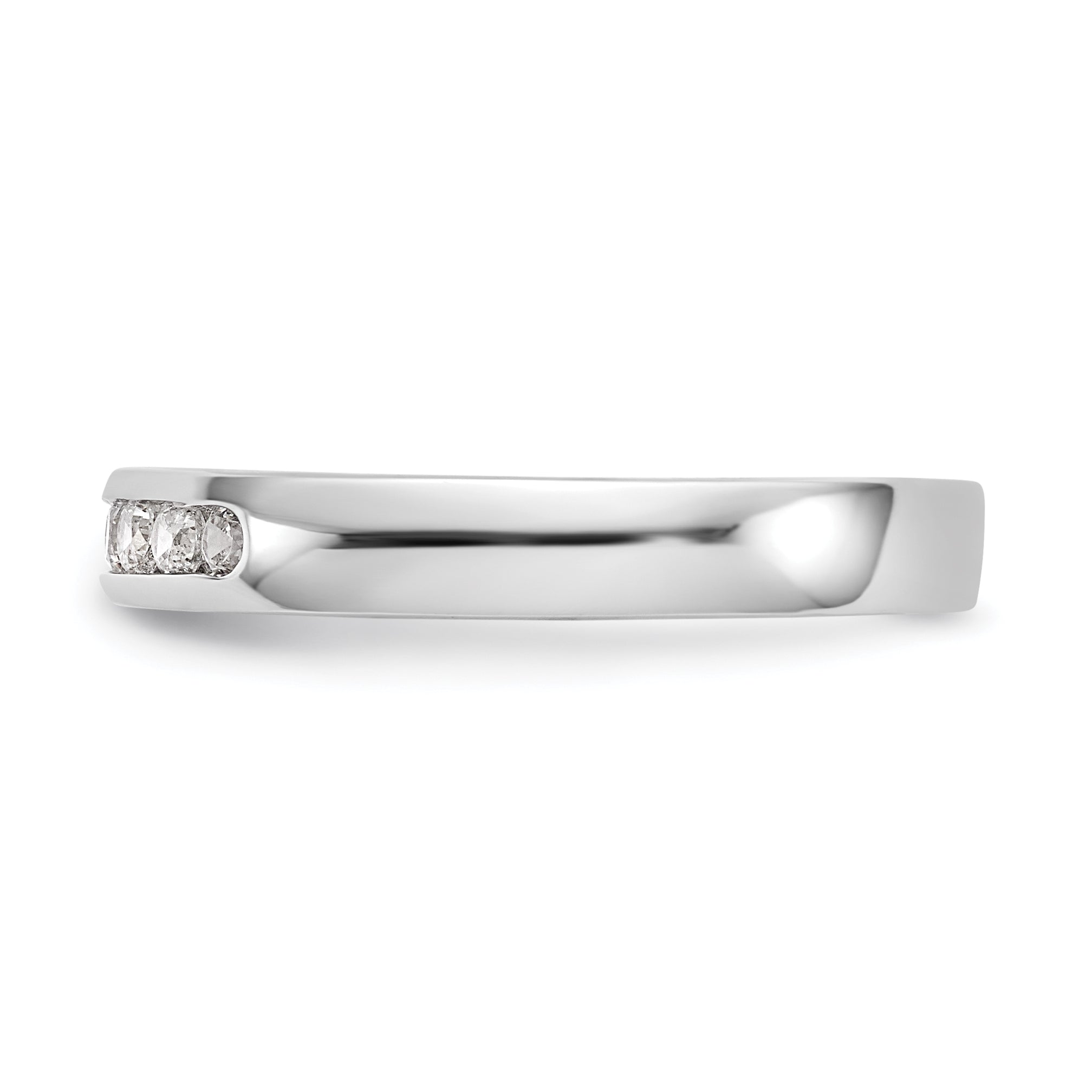 0.25ct. CZ Solid Real 14K White Gold 7-Stone Channel Wedding Band Ring