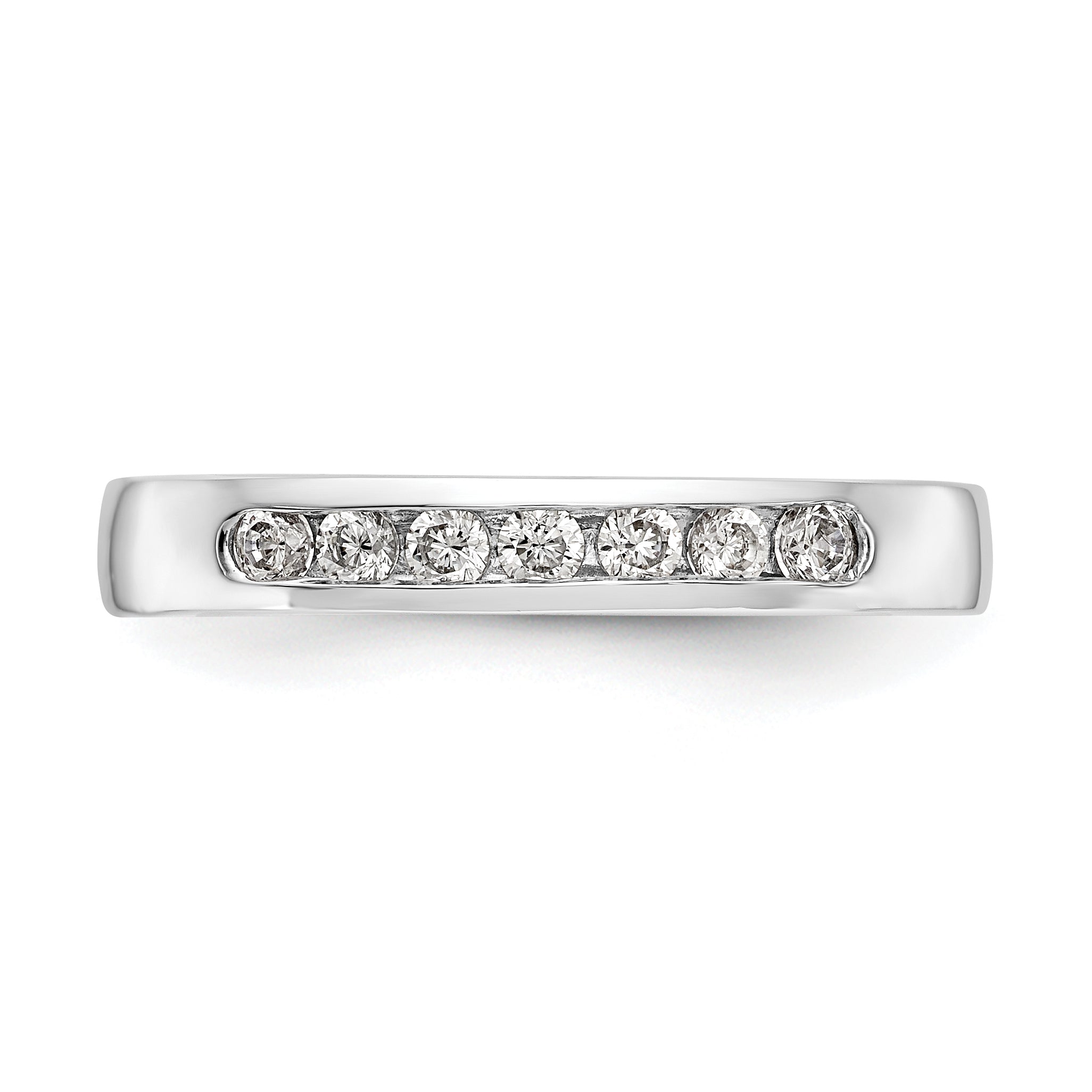 0.25ct. CZ Solid Real 14K White Gold 7-Stone Channel Wedding Band Ring