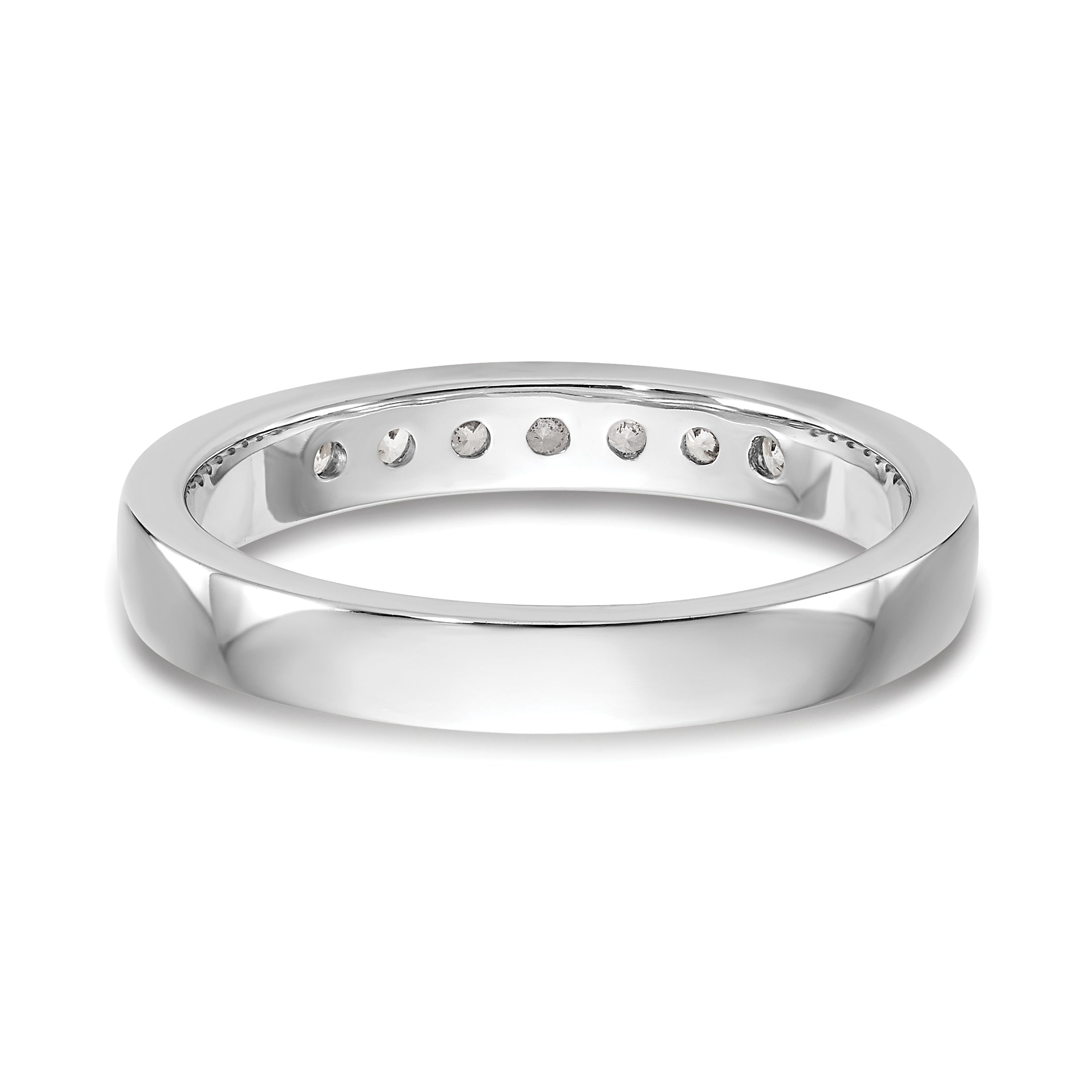 0.25ct. CZ Solid Real 14K White Gold 7-2mm Stone Channel Wedding Band Ring
