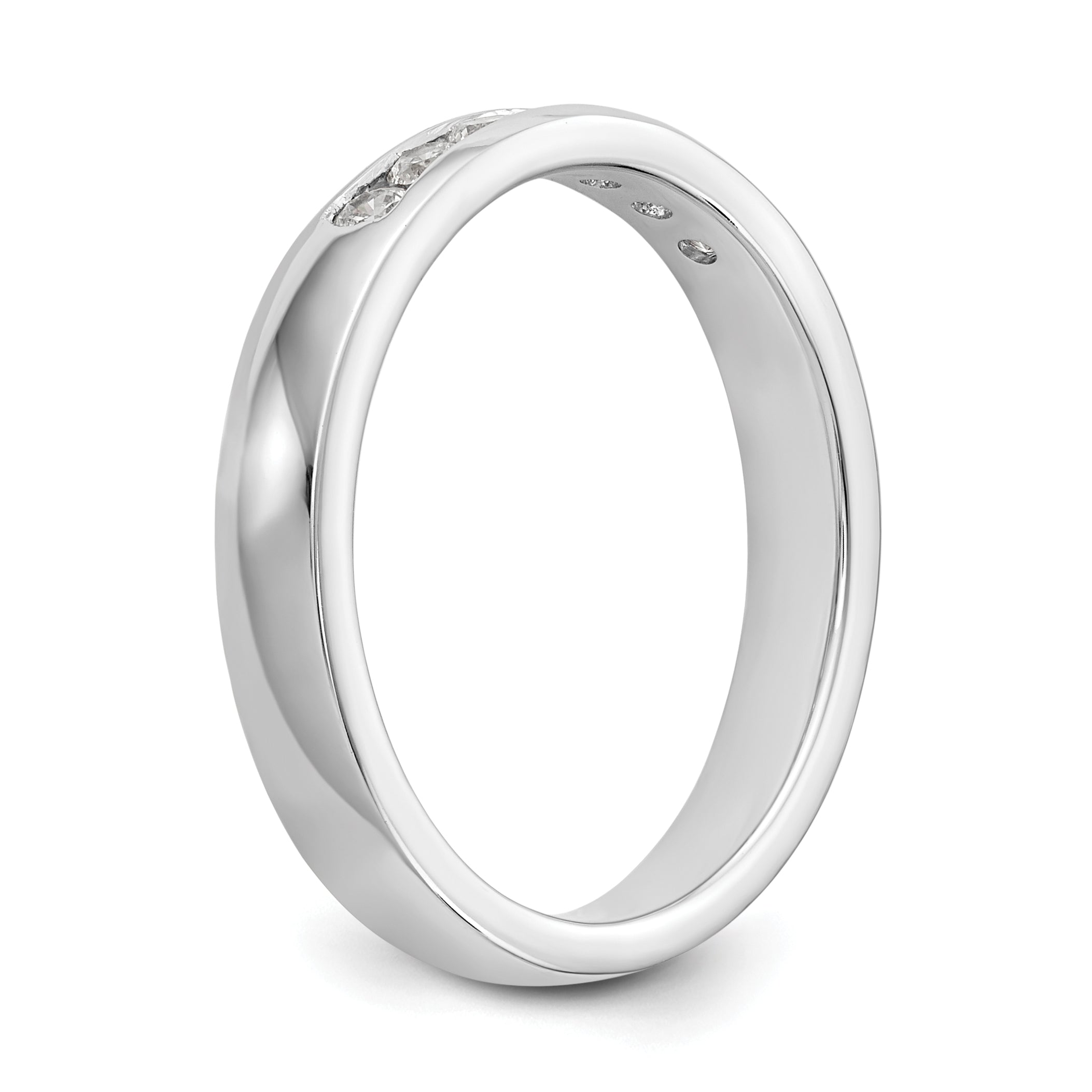 0.25ct. CZ Solid Real 14K White Gold 7-Stone Channel Wedding Band Ring