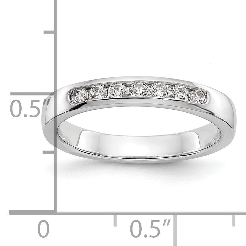 0.25ct. CZ Solid Real 14K White Gold 7-2mm Stone Channel Wedding Band Ring