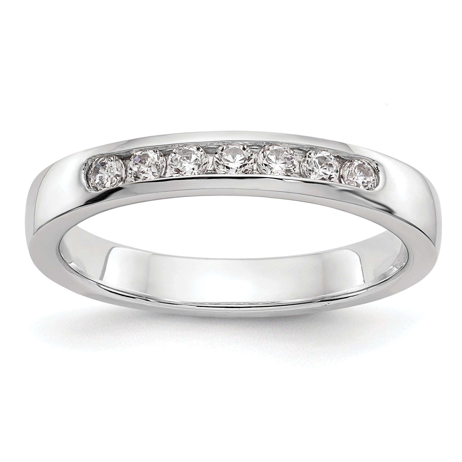 0.25ct. CZ Solid Real 14K White Gold 7-2mm Stone Channel Wedding Band Ring