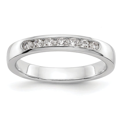 0.25ct. CZ Solid Real 14K White Gold 7-2mm Stone Channel Wedding Band Ring