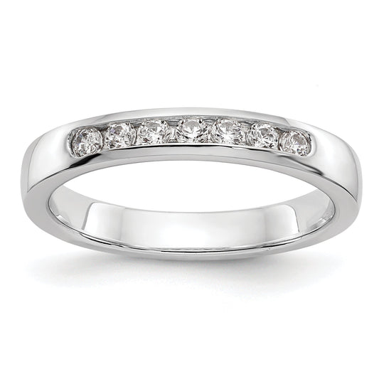 0.25ct. CZ Solid Real 14K White Gold 7-2mm Stone Channel Wedding Band Ring