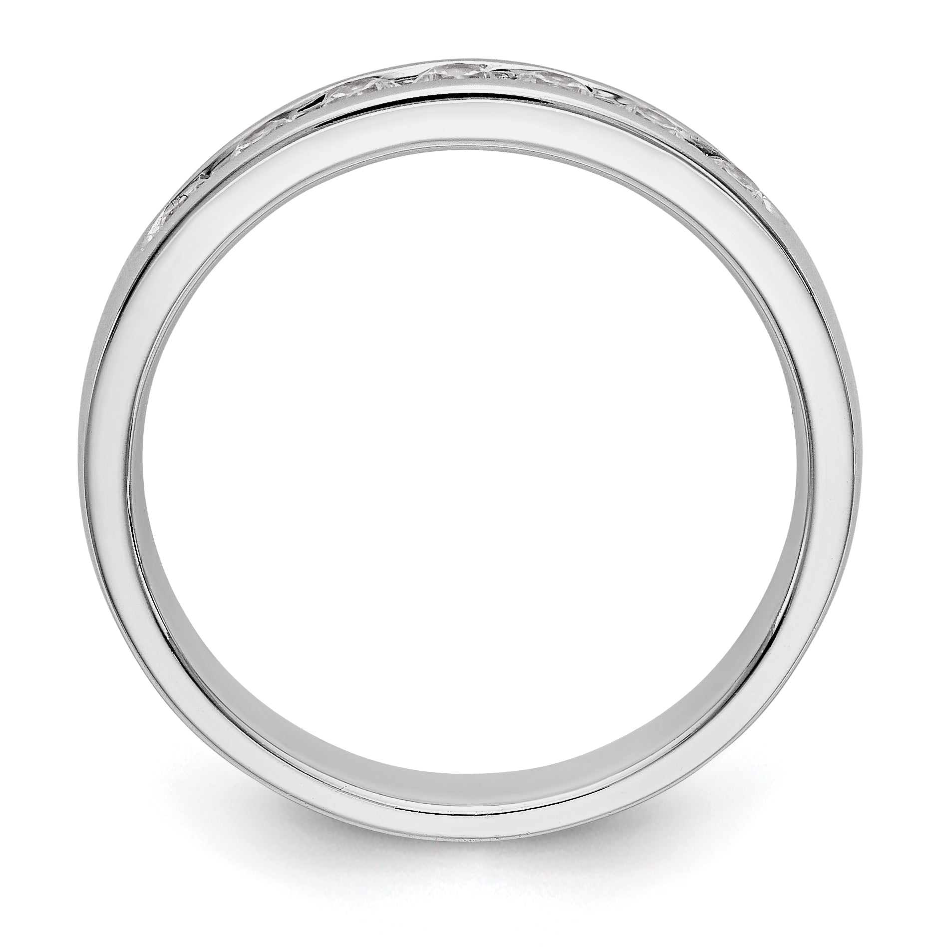 0.37ct. CZ Solid Real 14K White Gold 7-2.4mm Stone Channel Wedding Band Ring