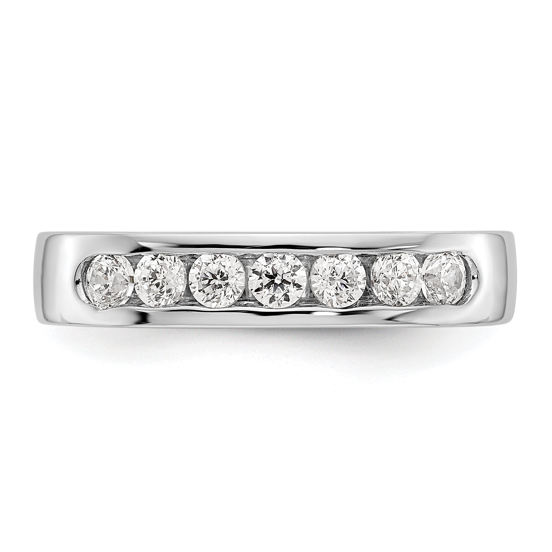 0.37ct. CZ Solid Real 14K White Gold 7-2.4mm Stone Channel Wedding Band Ring