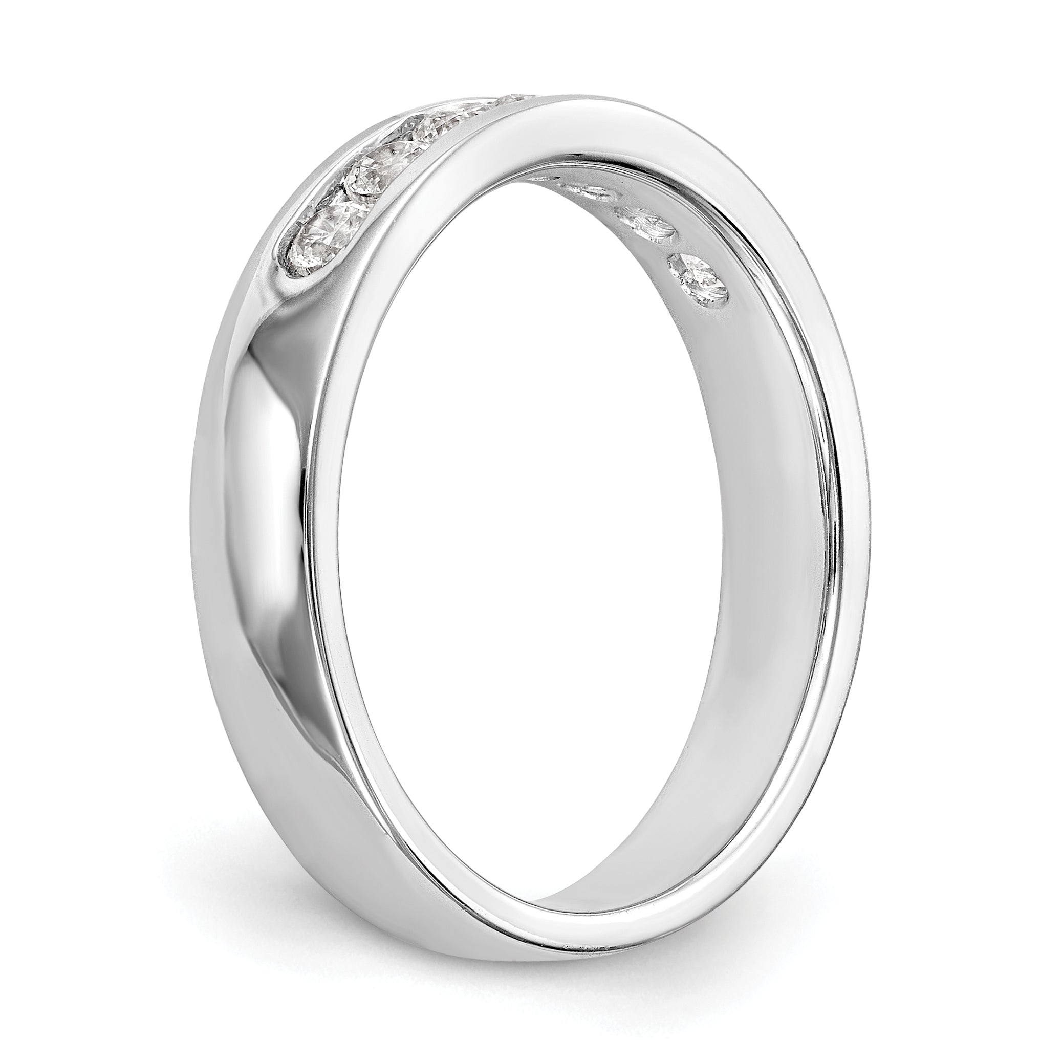 0.37ct. CZ Solid Real 14K White Gold 7-Stone Channel Wedding Band Ring