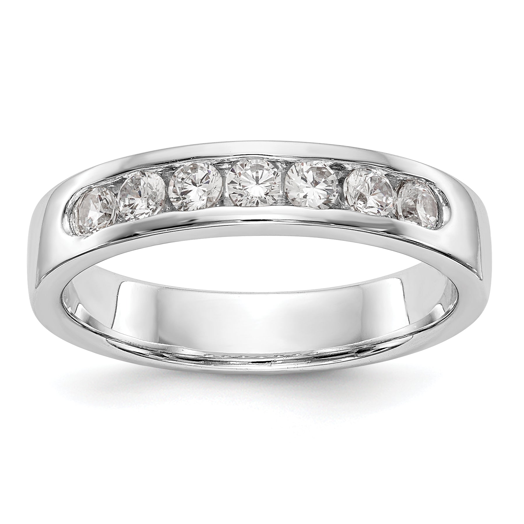 0.37ct. CZ Solid Real 14K White Gold 7-2.4mm Stone Channel Wedding Band Ring