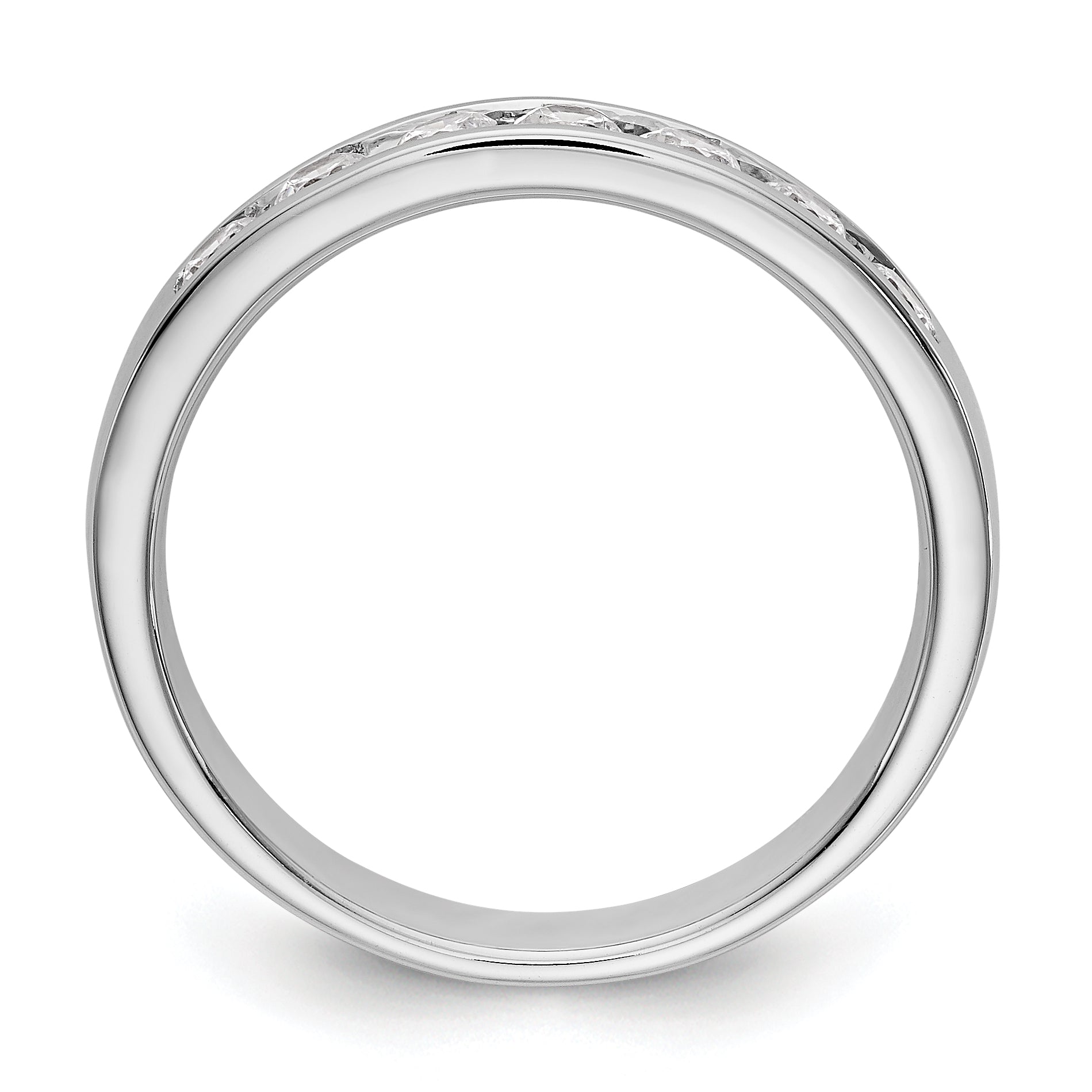 0.49ct. CZ Solid Real 14K White Gold 7-2.6mm Stone Channel Wedding Band Ring