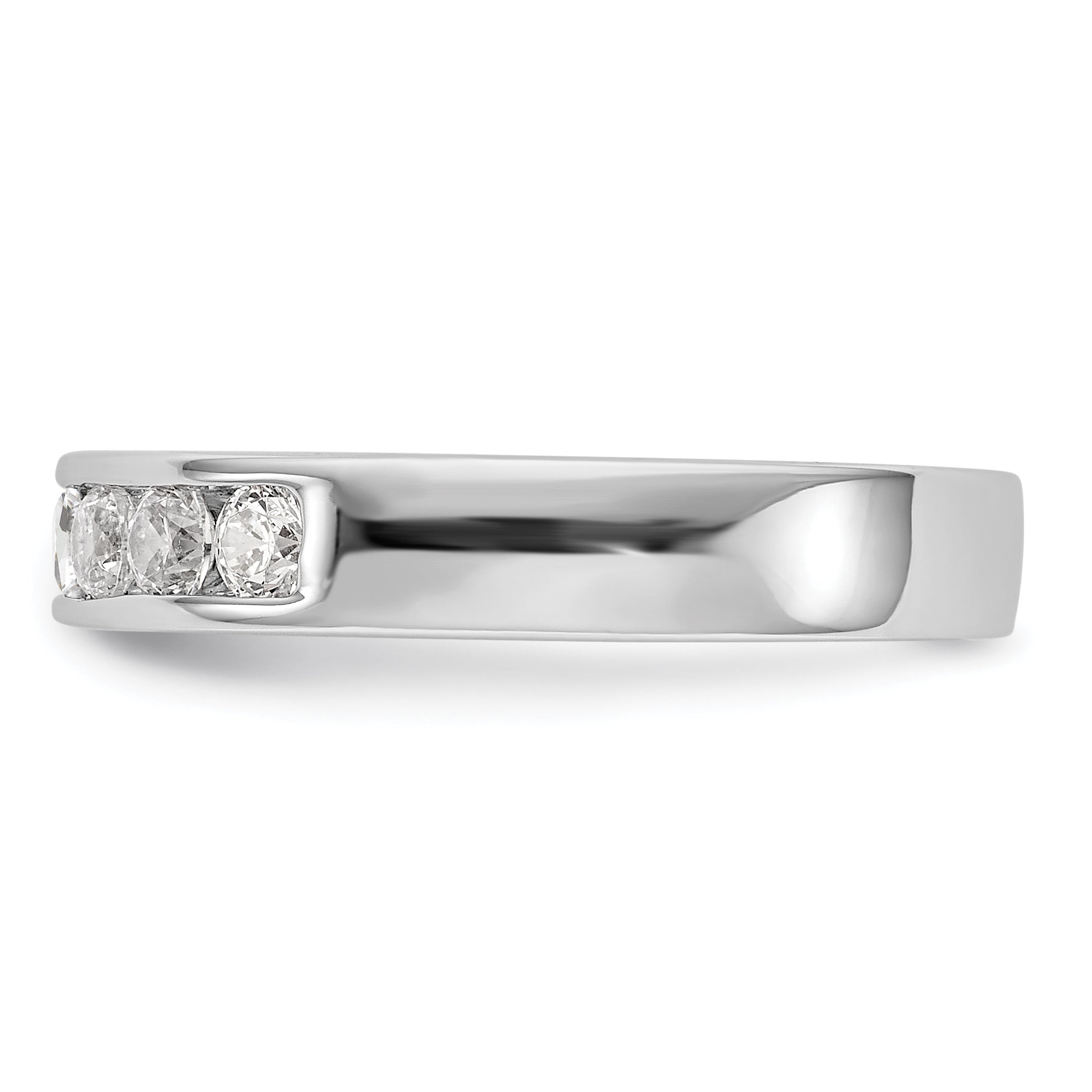 0.49ct. CZ Solid Real 14K White Gold 7-2.6mm Stone Channel Wedding Band Ring