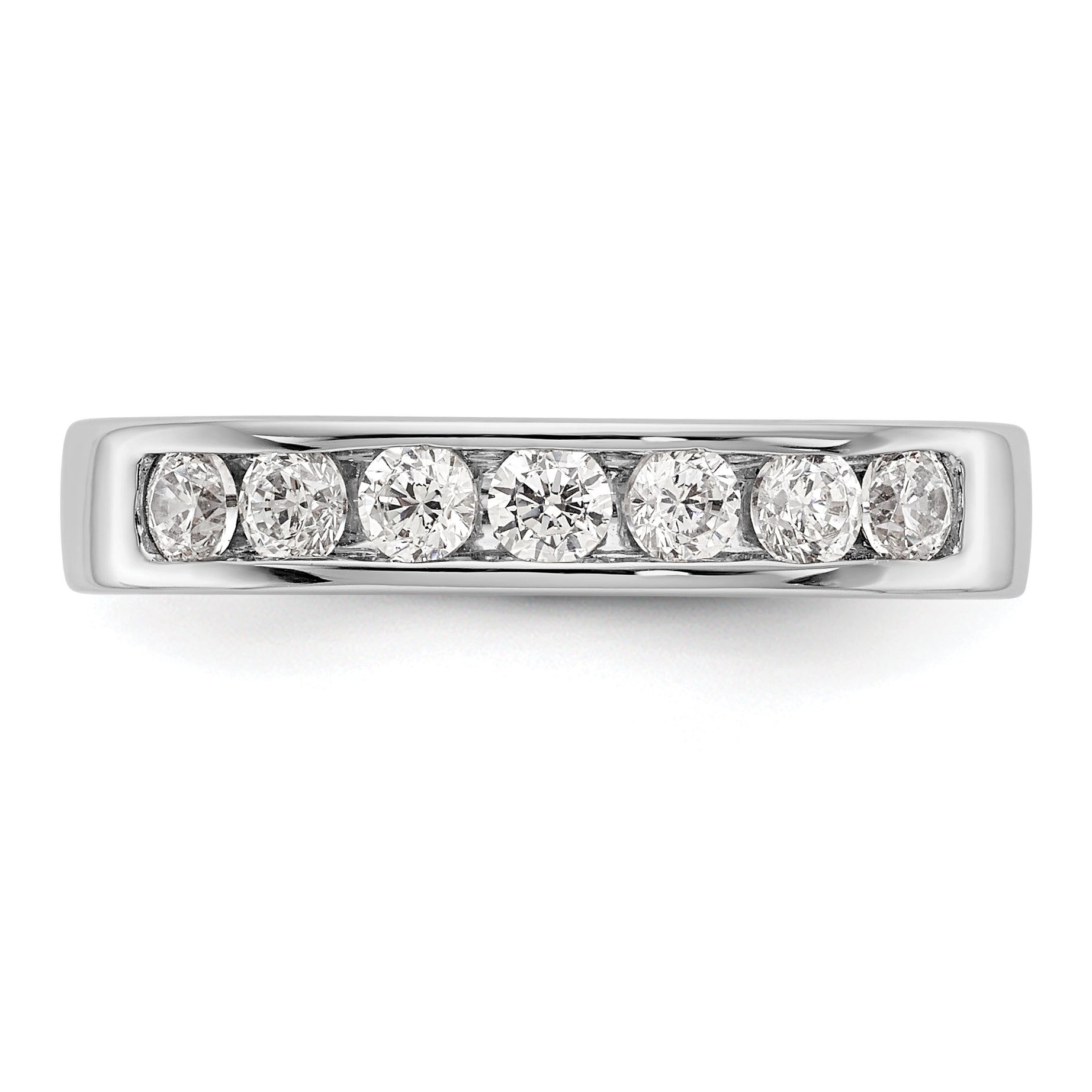 0.49ct. CZ Solid Real 14K White Gold 7-2.6mm Stone Channel Wedding Band Ring