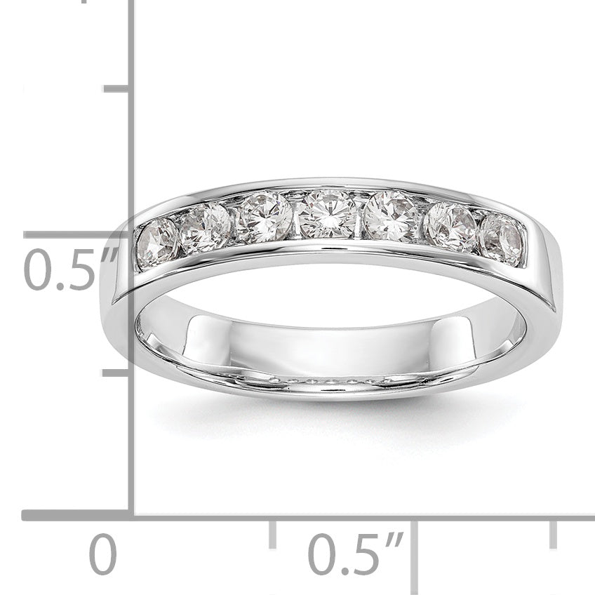 0.49ct. CZ Solid Real 14K White Gold 7-Stone Channel Wedding Band Ring