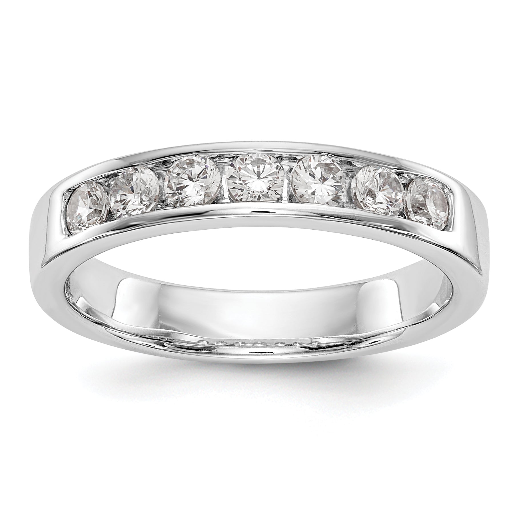 0.49ct. CZ Solid Real 14K White Gold 7-2.6mm Stone Channel Wedding Band Ring