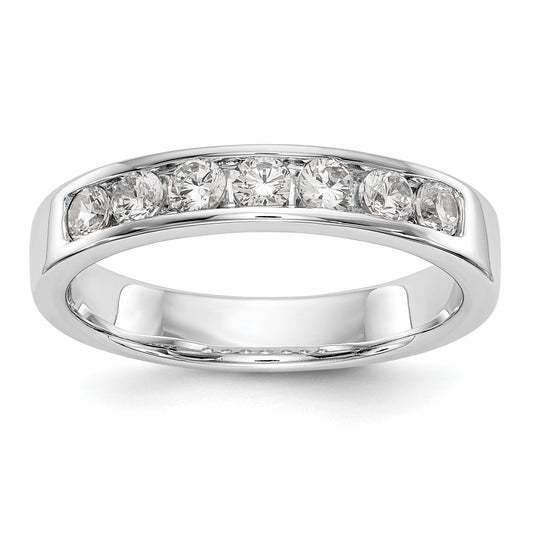 0.49ct. CZ Solid Real 14K White Gold 7-Stone Channel Wedding Band Ring