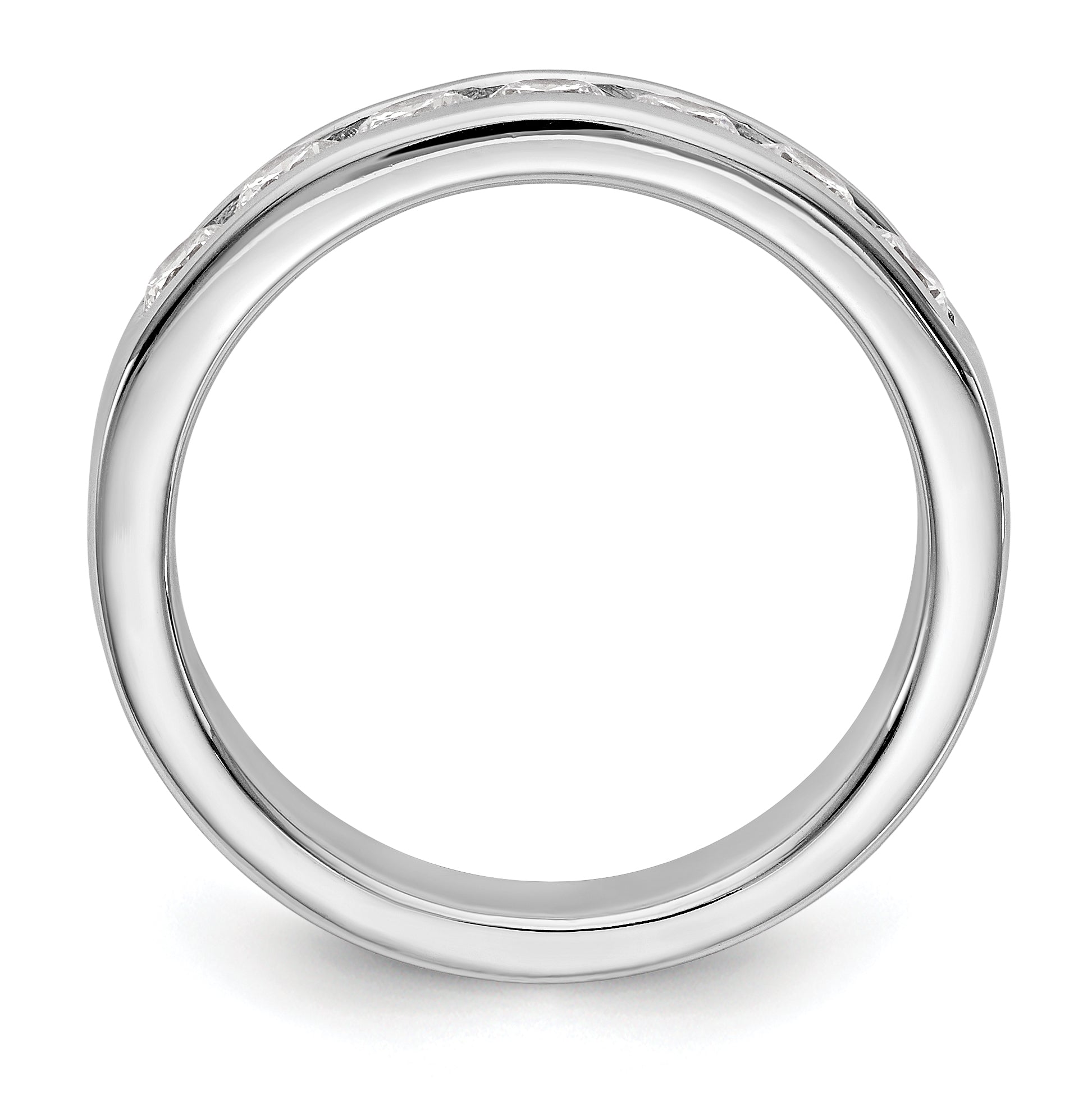 0.72ct. CZ Solid Real 14K White Gold 7-Stone Channel Wedding Band Ring