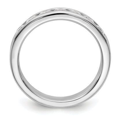 0.72ct. CZ Solid Real 14K White Gold 7-Stone Channel Wedding Band Ring
