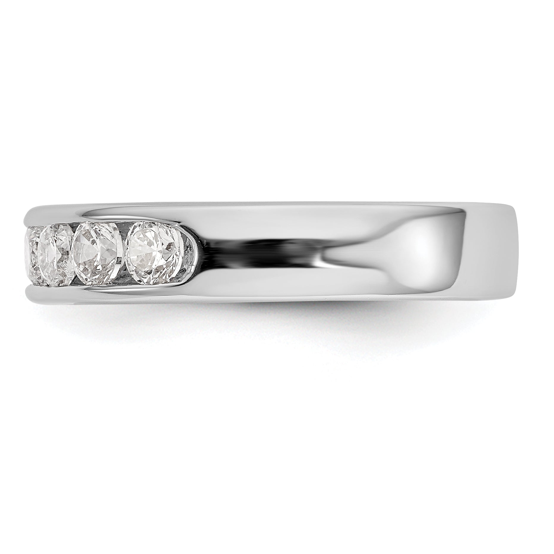 0.72ct. CZ Solid Real 14K White Gold 7-3mm Stone Wedding Band Ring