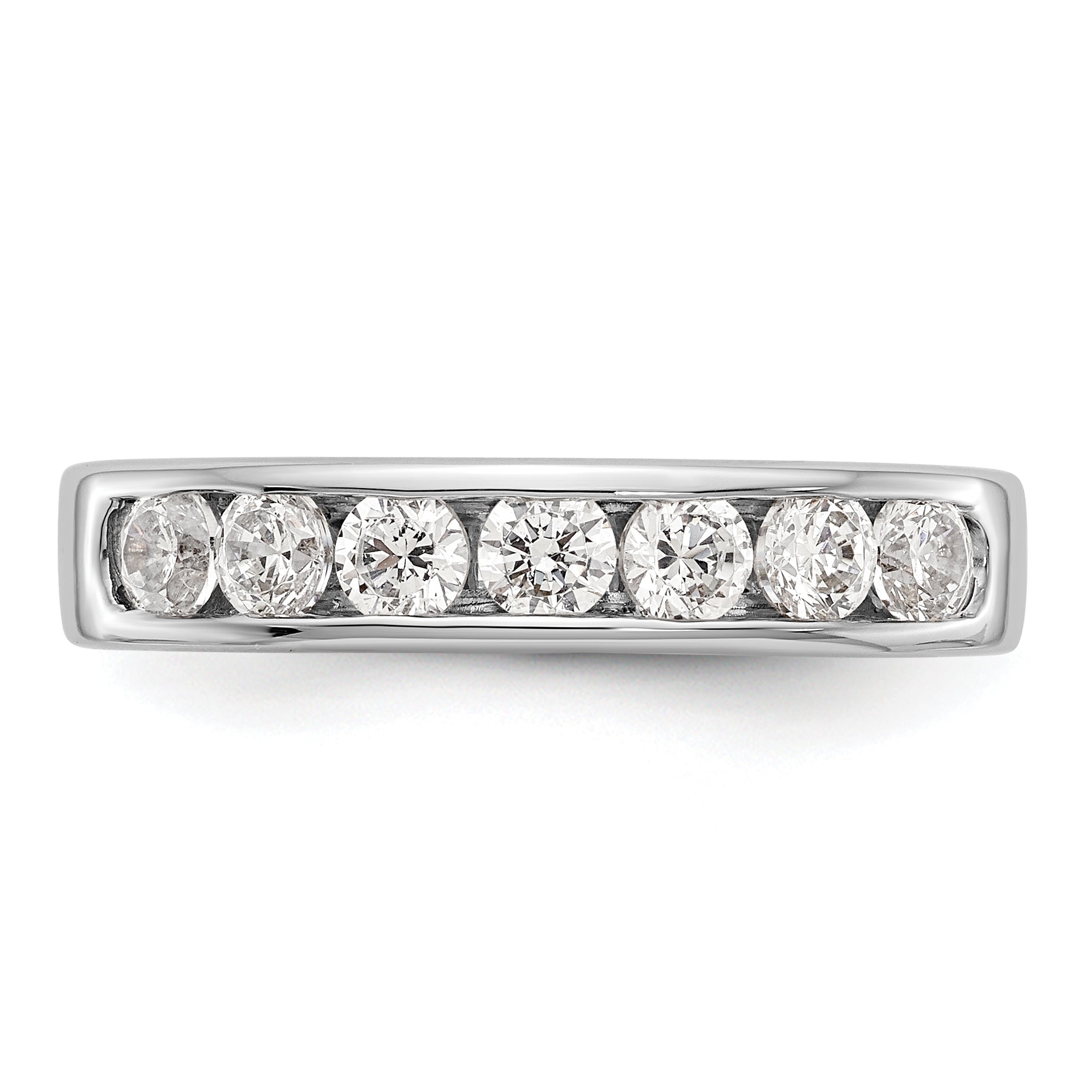 0.72ct. CZ Solid Real 14K White Gold 7-3mm Stone Wedding Band Ring