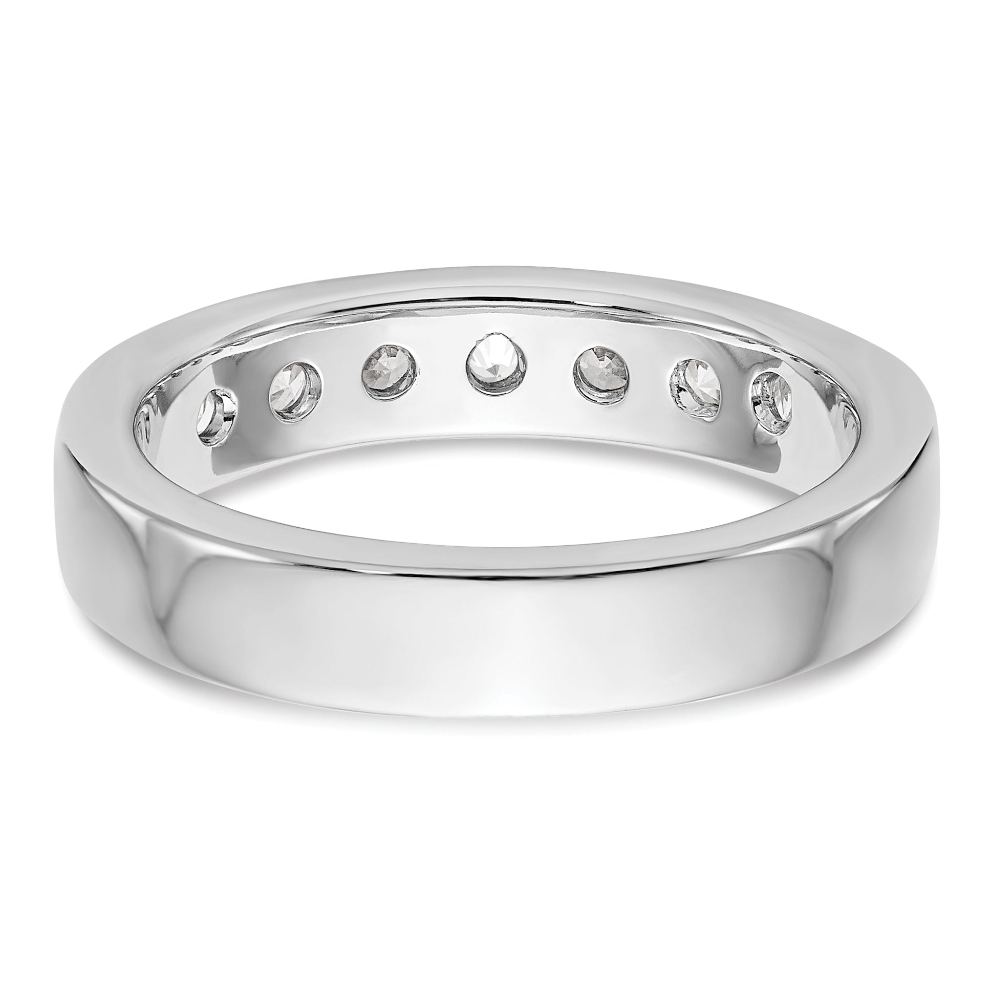 0.72ct. CZ Solid Real 14K White Gold 7-Stone Channel Wedding Band Ring