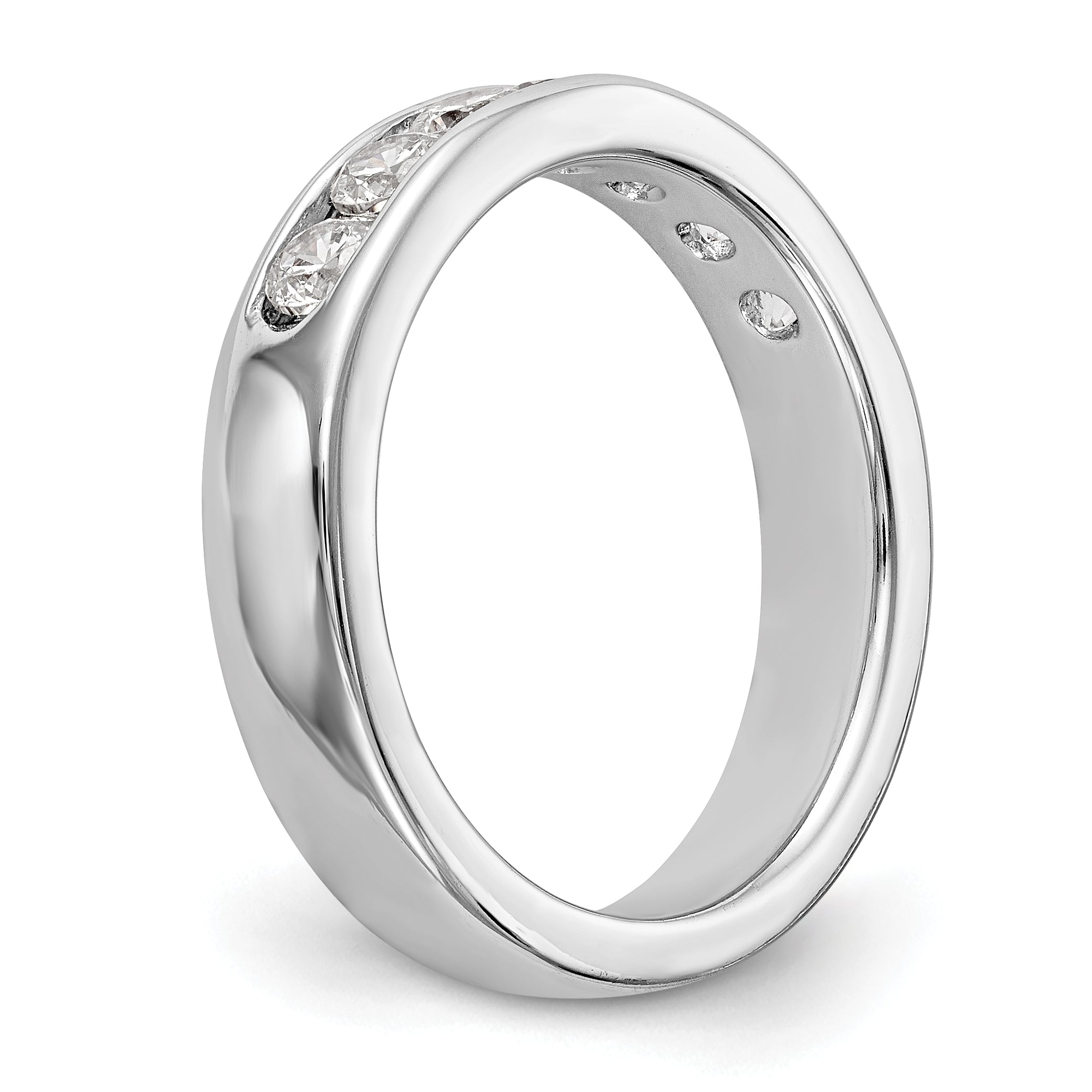 0.72ct. CZ Solid Real 14K White Gold 7-Stone Channel Wedding Band Ring