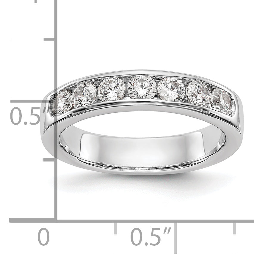 0.72ct. CZ Solid Real 14K White Gold 7-3mm Stone Wedding Band Ring