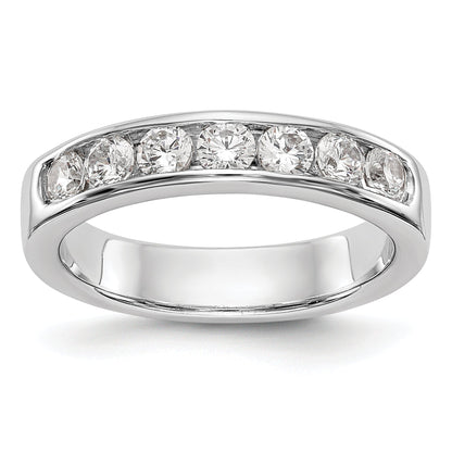 0.72ct. CZ Solid Real 14K White Gold 7-Stone Channel Wedding Band Ring