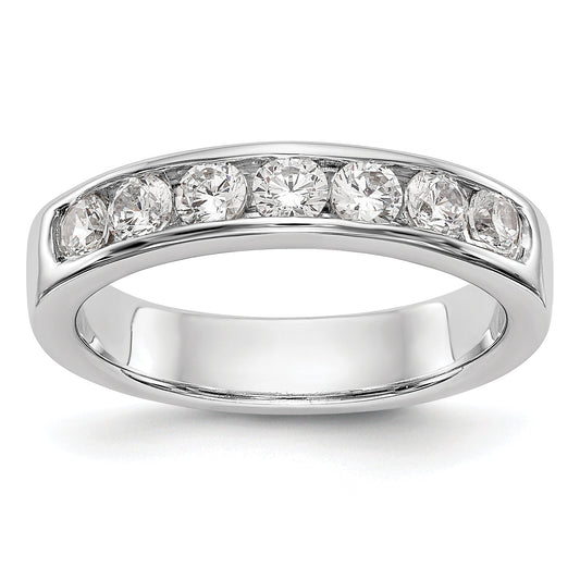 0.72ct. CZ Solid Real 14K White Gold 7-Stone Channel Wedding Band Ring