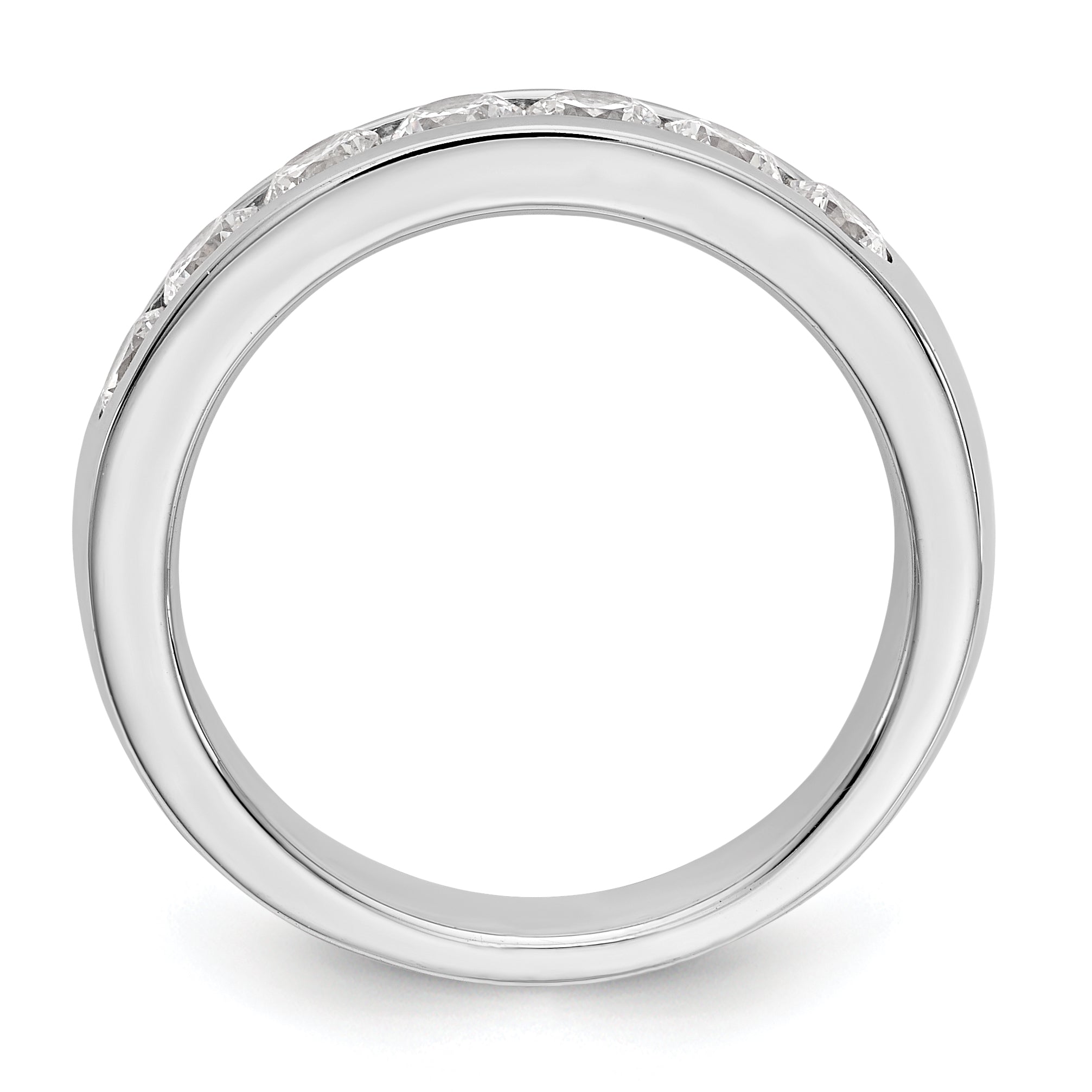 0.98ct. CZ Solid Real 14K White Gold 7-3.3mm Stone Channel Wedding Band Ring