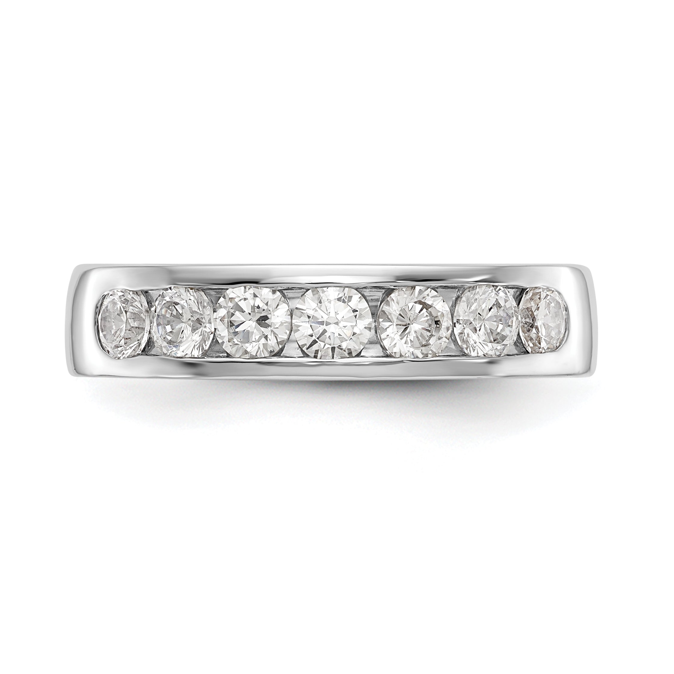 0.98ct. CZ Solid Real 14K White Gold 7-3.3mm Stone Channel Wedding Band Ring