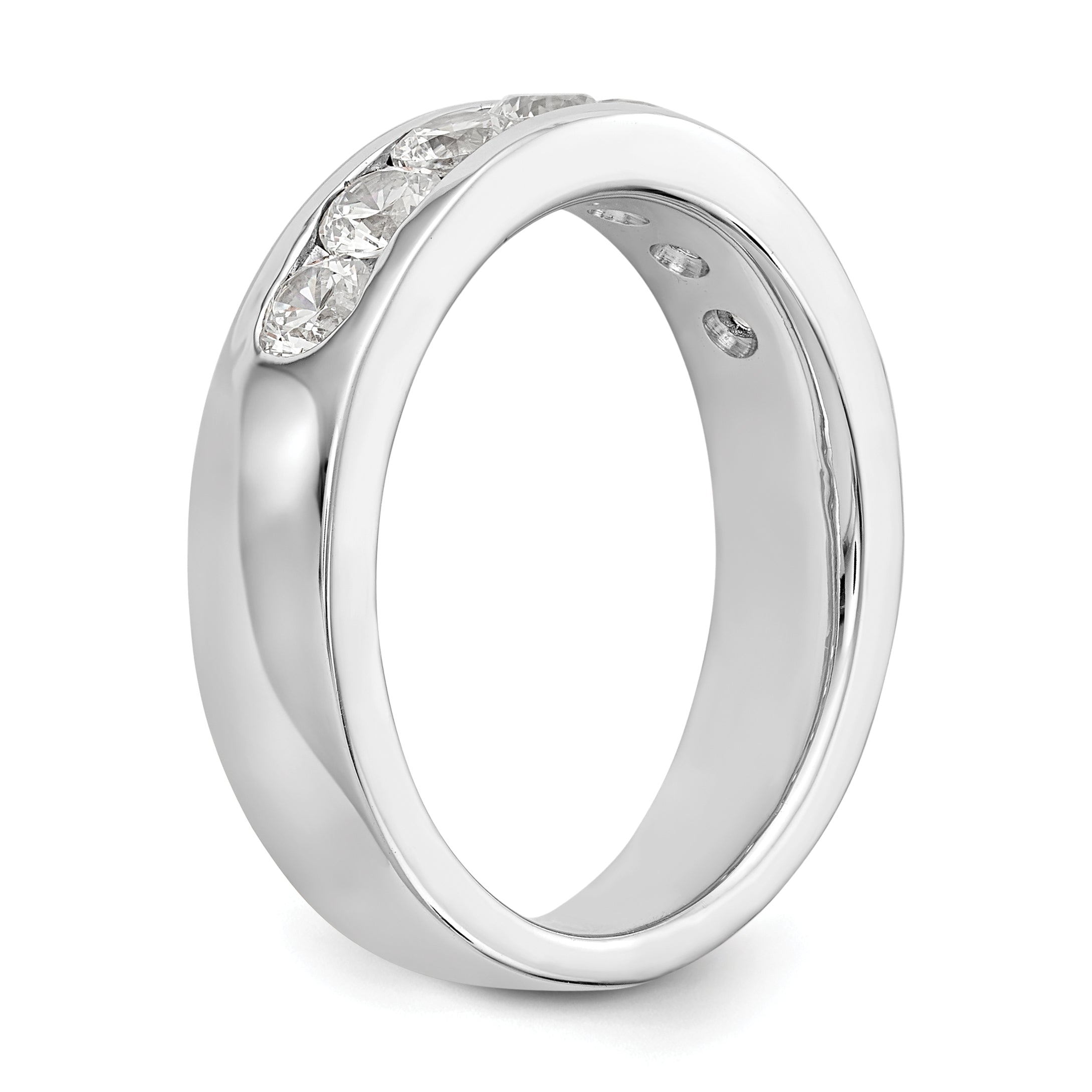 0.98ct. CZ Solid Real 14K White Gold 7-Stone Channel Wedding Band Ring