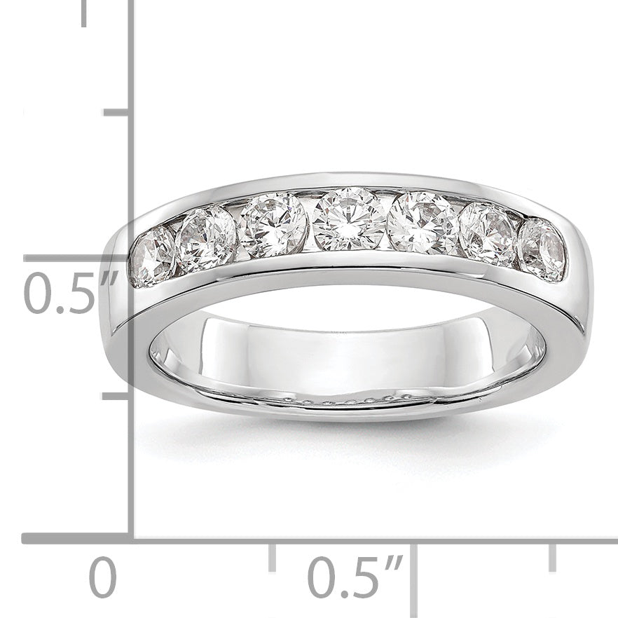 0.98ct. CZ Solid Real 14K White Gold 7-3.3mm Stone Channel Wedding Band Ring