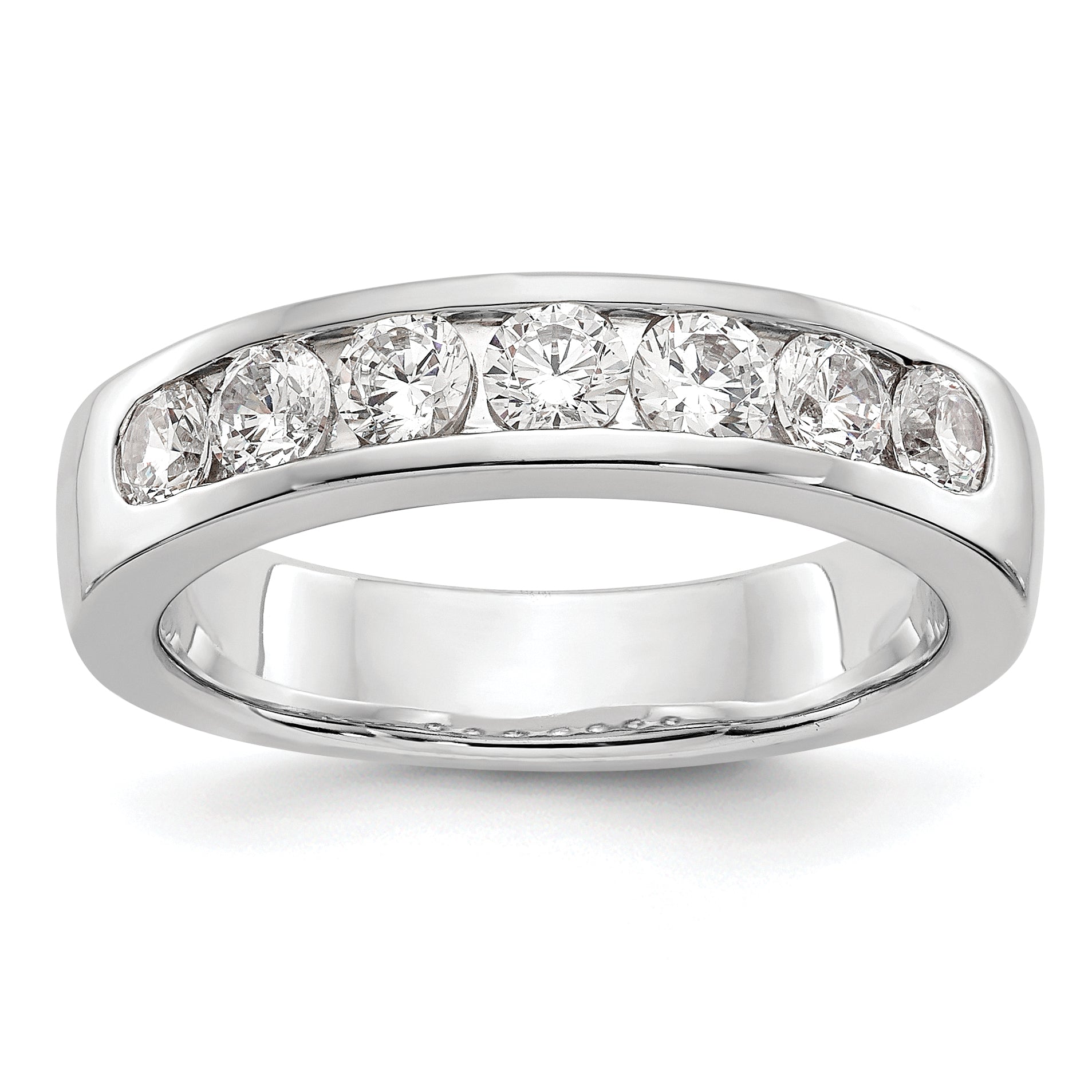 0.98ct. CZ Solid Real 14K White Gold 7-3.3mm Stone Channel Wedding Band Ring