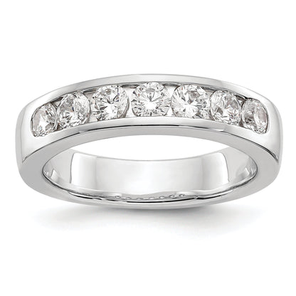 0.98ct. CZ Solid Real 14K White Gold 7-3.3mm Stone Channel Wedding Band Ring