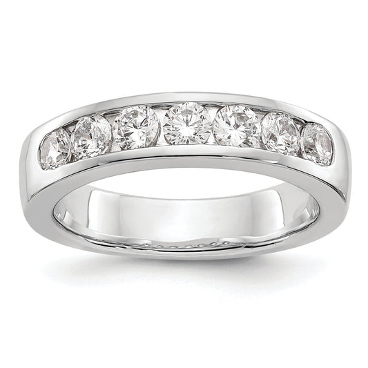 0.98ct. CZ Solid Real 14K White Gold 7-3.3mm Stone Channel Wedding Band Ring