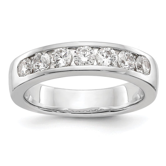 14K White Gold 7-Stone Real Diamond Channel Band